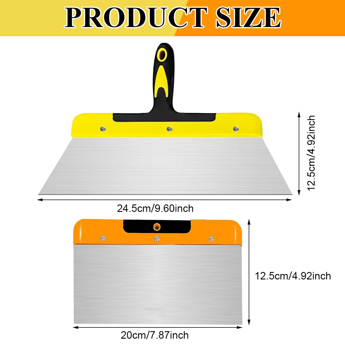 Serplex® 2Pcs Cleaning Scraper Putty Scraper 8 inch Steel Paint Scraper Tool for Spackling, Wallpaper Scraper, Spatula Scraper, Spackle Tools