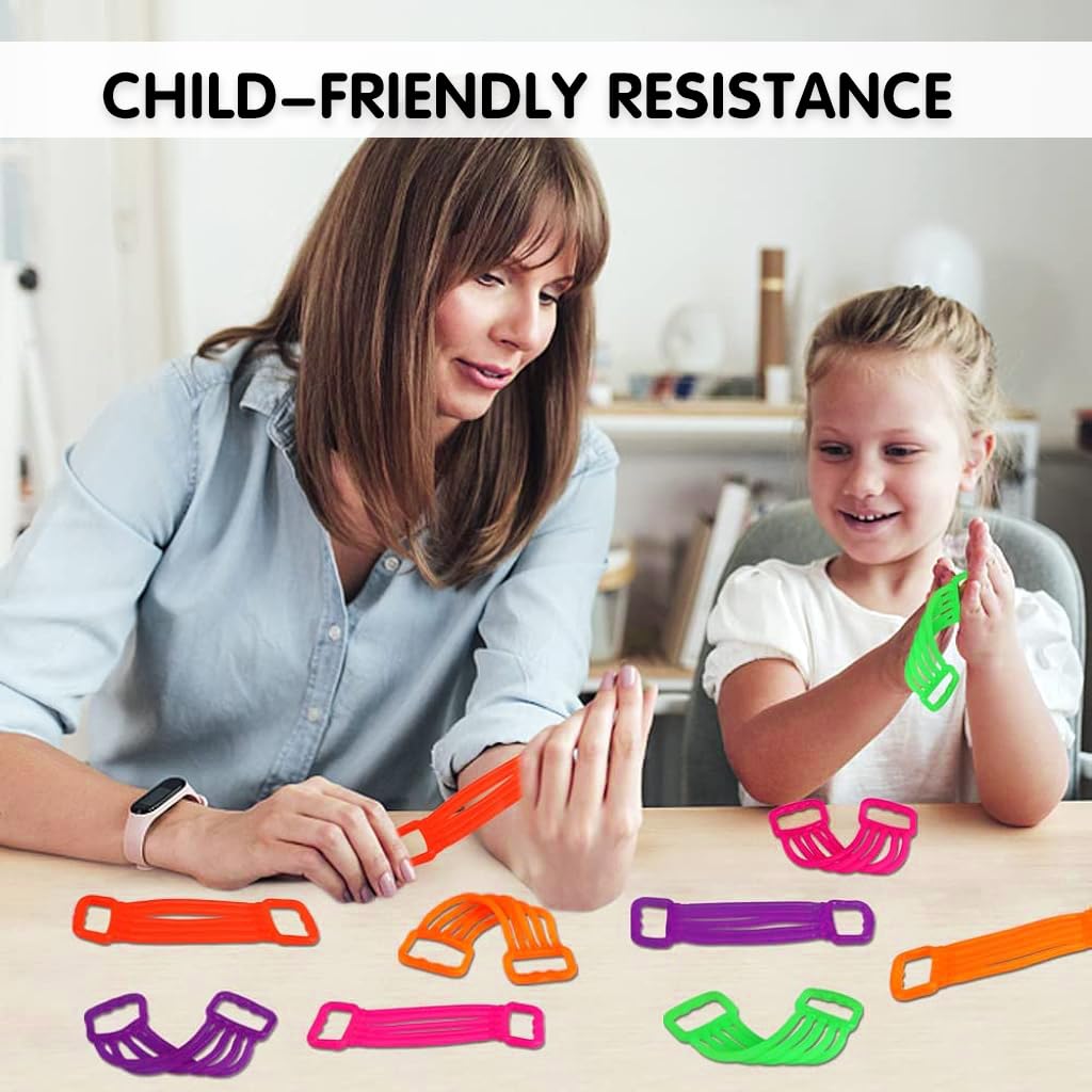 PATPAT Kids Hand Strength Trainer 6Pcs for Sensory Play with Ergonomic Puller Handles | TPR Colorful Stretch Bands for Ages 3–8