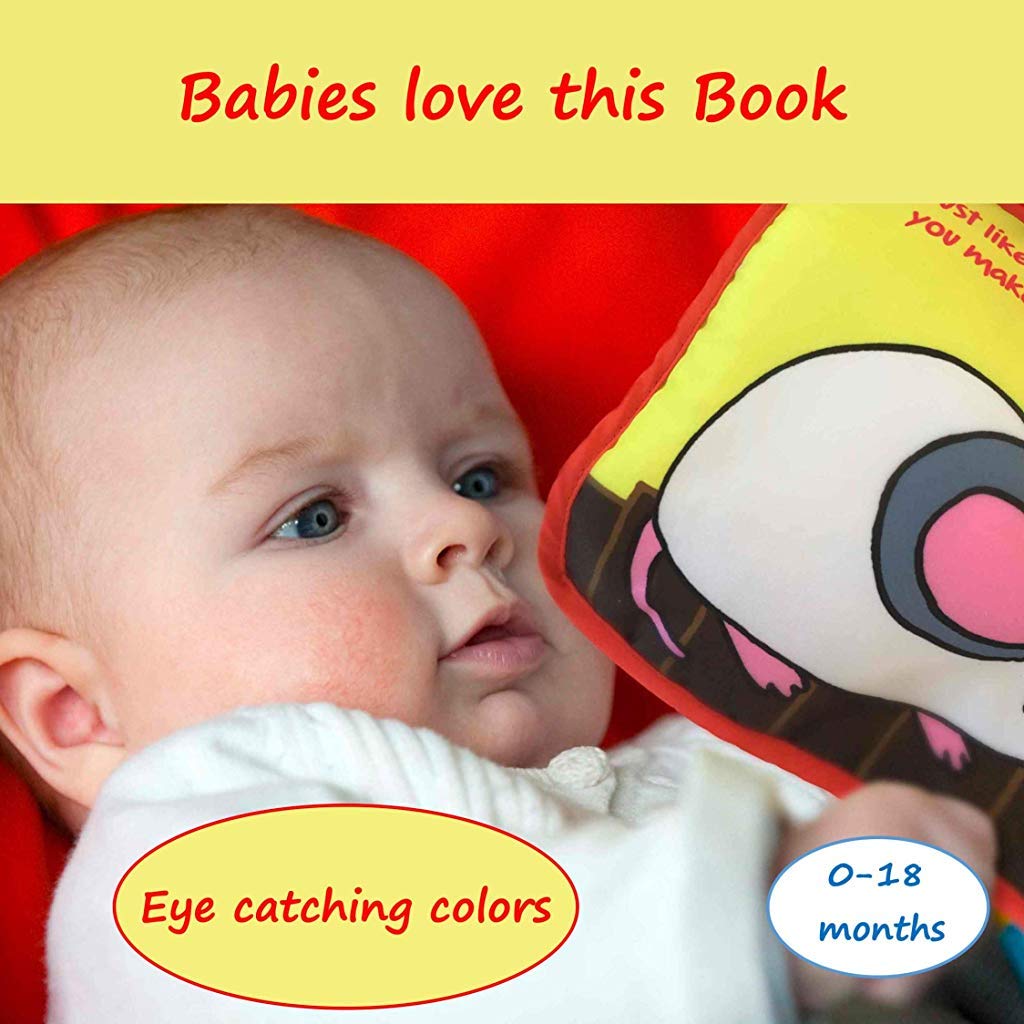 SNOWIE SOFT Baby Cloth Book, Cartoon Bunny Cloth Books for Babies Newborn Baby Toys 3D Touch Feel Soft Books for Babies Early Learning Toy, Stroller Hanging Toy Sensory Toy Gift for Baby 0-12 Months
