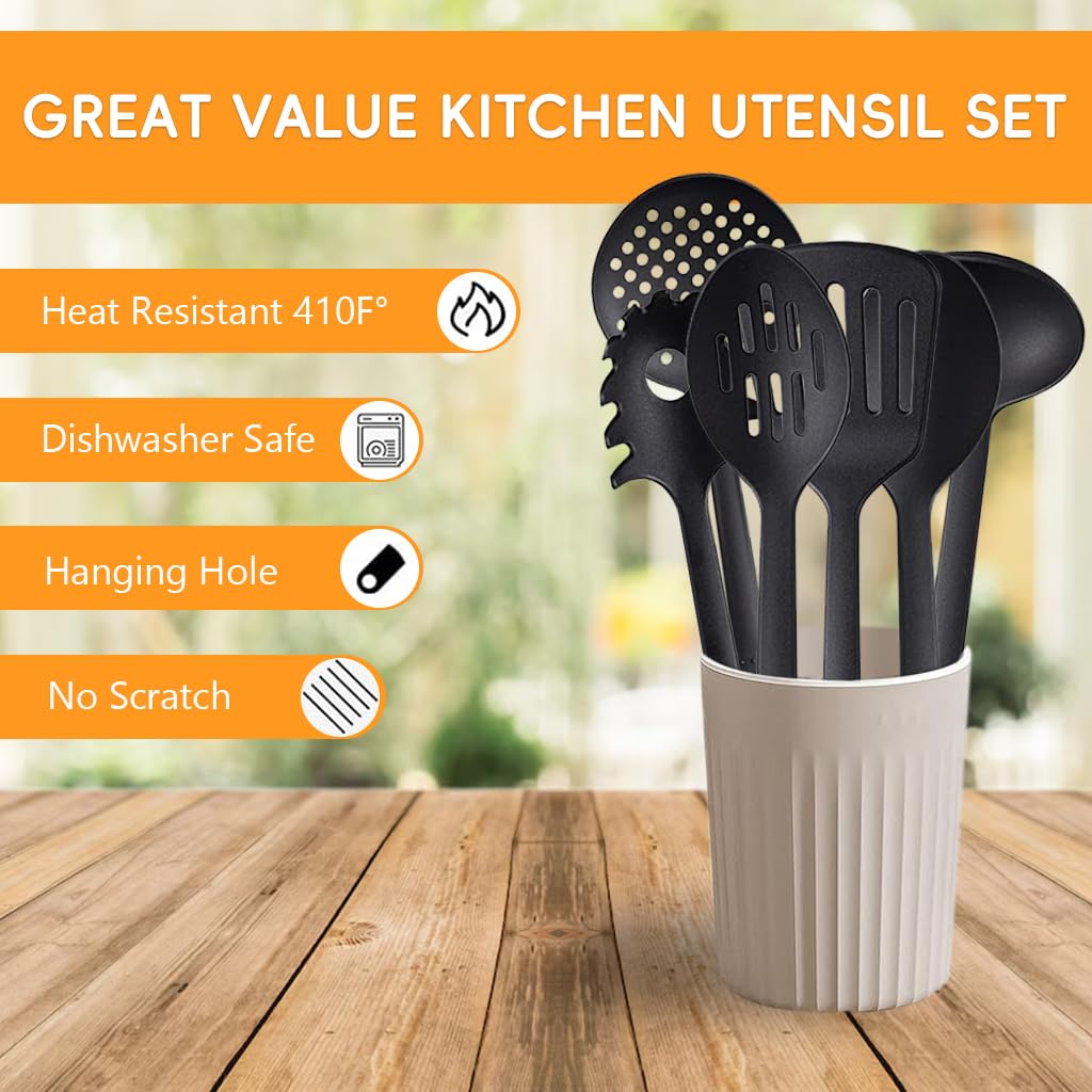 Supvox Nylon Kitchen Utensils Set for Non-Stick Cookware with 6pcs and 410°F Heat Resistance