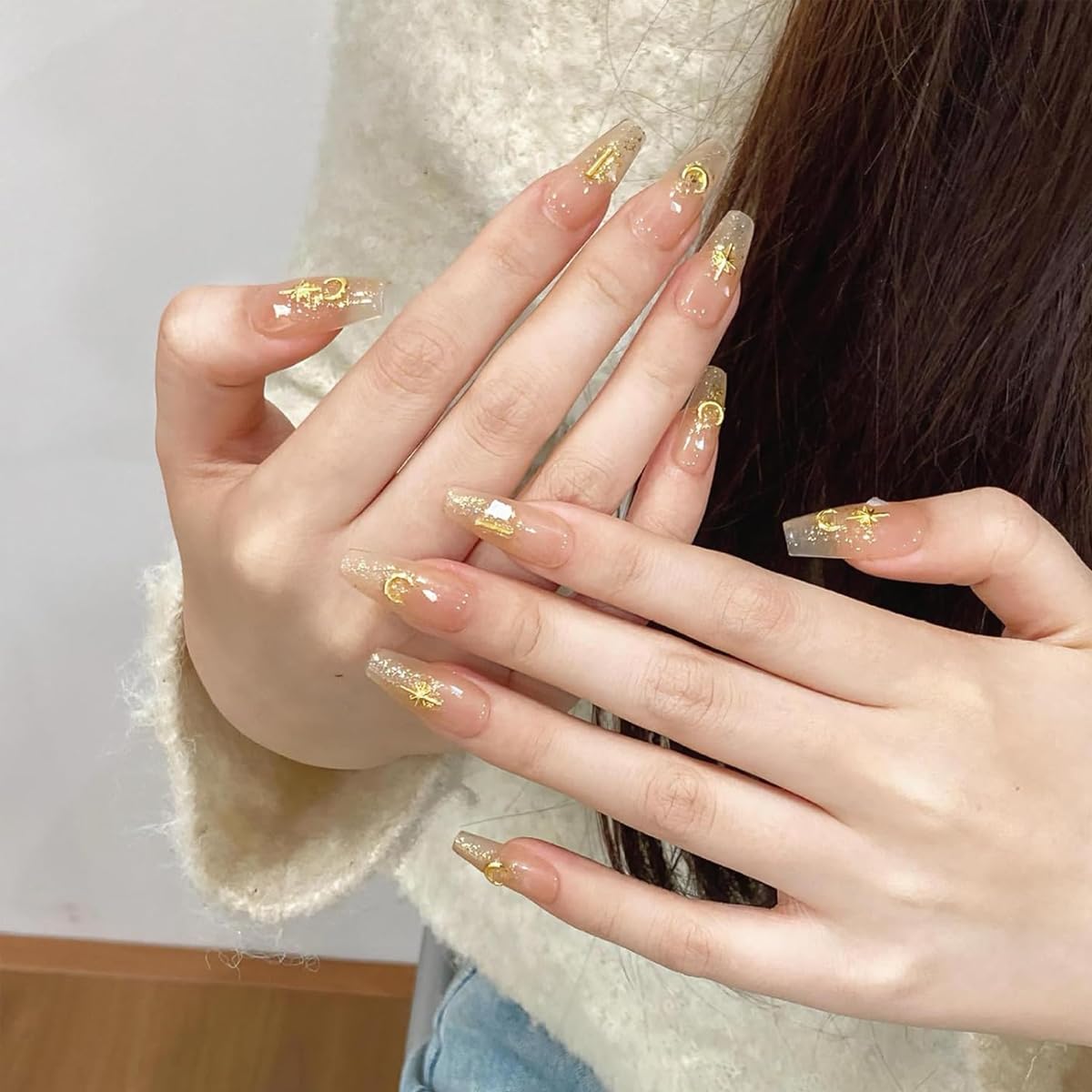 MAYCREATE Star Nail Charms Set for Acrylic Nails featuring 1700 pcs Metallic Gold and Silver Studs | Ideal for DIY Nail Art and Salon Designs