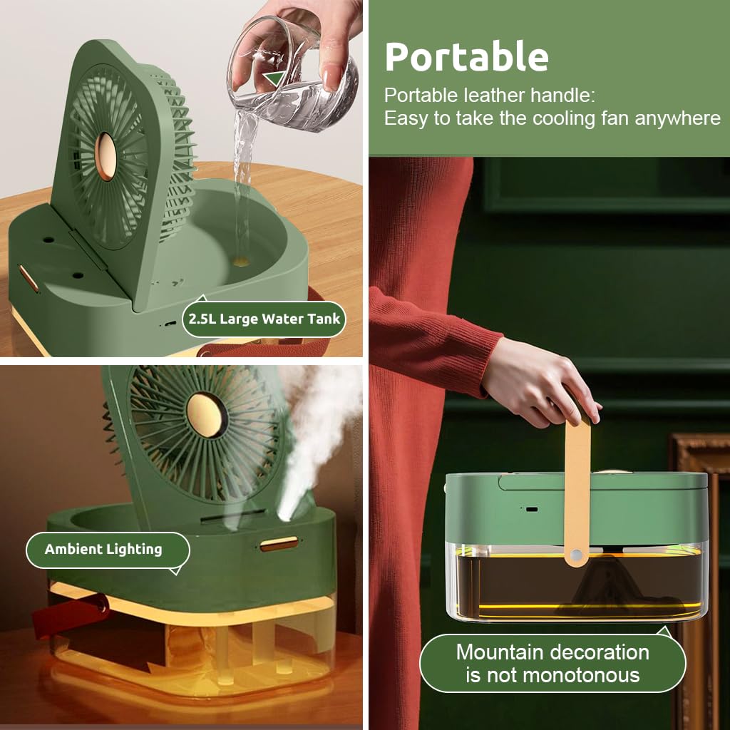 Verilux USB Plug Fan featuring 2.5L Dual Spray and Foldable Design for Office & Travel Use | Quiet Humidifying Air Cooler for Indian Climate