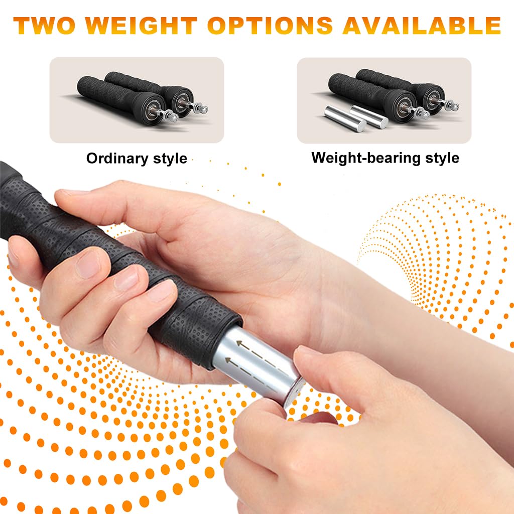 Proberos Skipping Rope Set for Fitness with 2 Removable Weights featuring 7.5–9 ft Adjustable Cable | Coated Stainless Steel and Anti‑Slip Handles