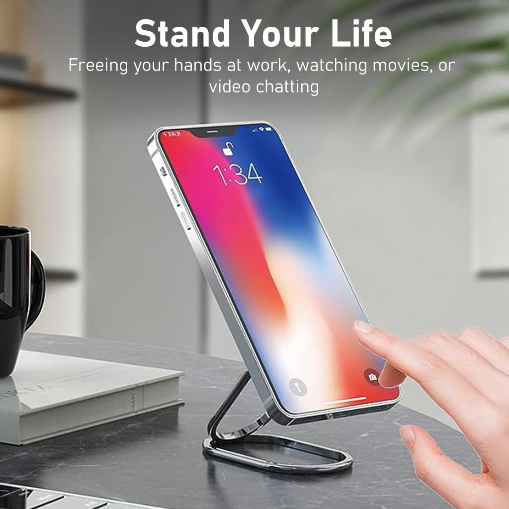 ZORBES® Mobile Stand Foldable Phone Stand 3M Self-Adhesive Metal Desktop Phone Stand Holder Mobile Back Holder Grip Folding Phone Grip Holder Mobile Ring Holder Compatible with Most Smartphones