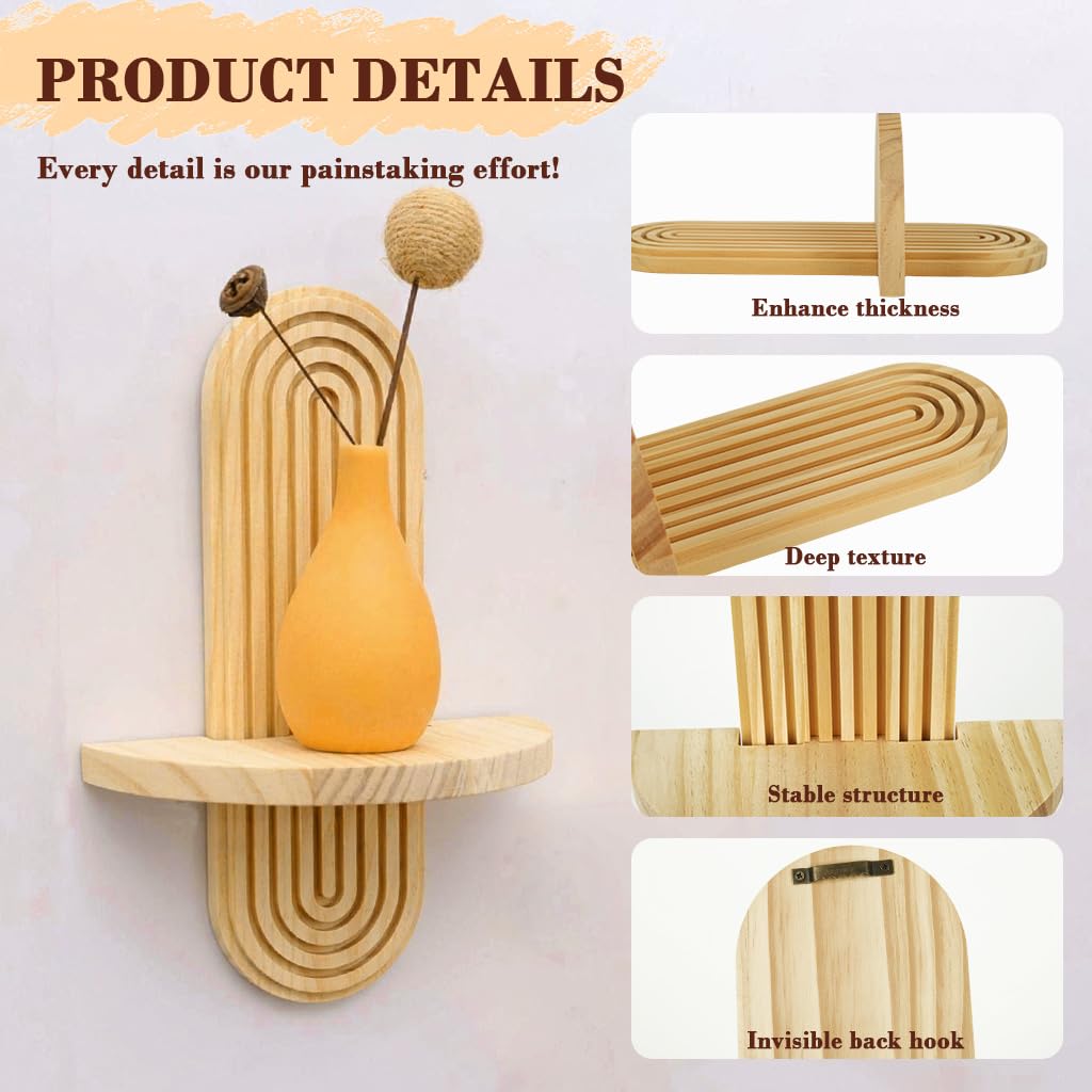 HASTHIP Wall Hanging Candle Shelf for Rustic Décor with Oblong Design and Wooden Grain | Pack of 2 7.79x11.8 in