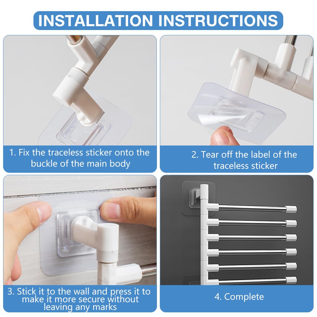 ZIBUYU Bathroom Face Towel Rack for Space-Saving Organization with 6 Rotatable Arms | Stainless Steel Wall Mounted Design