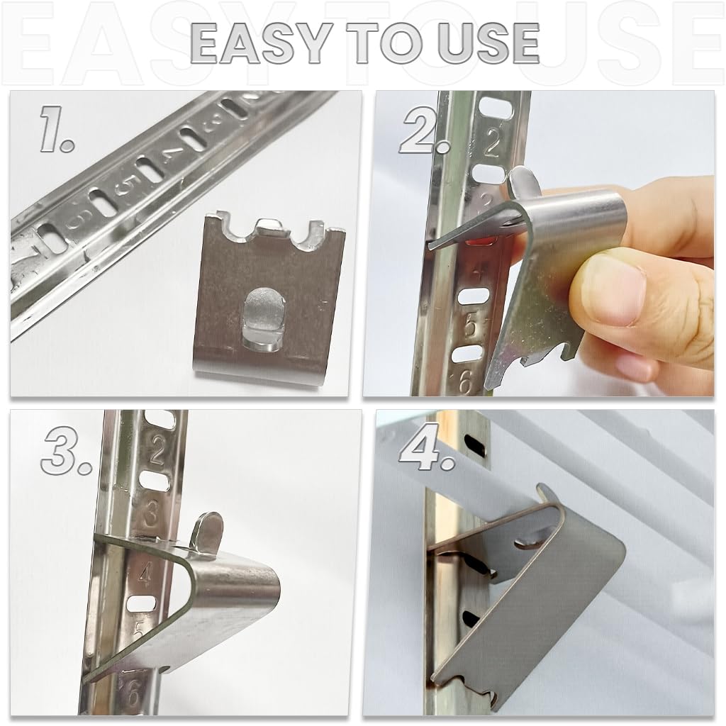 Supvox Freezer Wire Shelf Mount Clips 10Pcs with Clip On Design and Stainless Steel Build