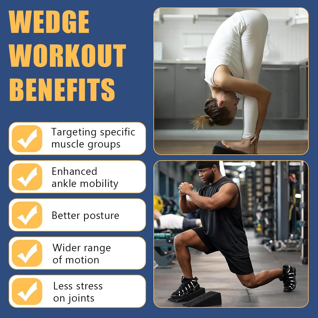 Proberos Squat Wedge Set for Squats and Calf Stretches with Adjustable 1.96–3.93 in Height | Non Slip EPP Wedge Blocks