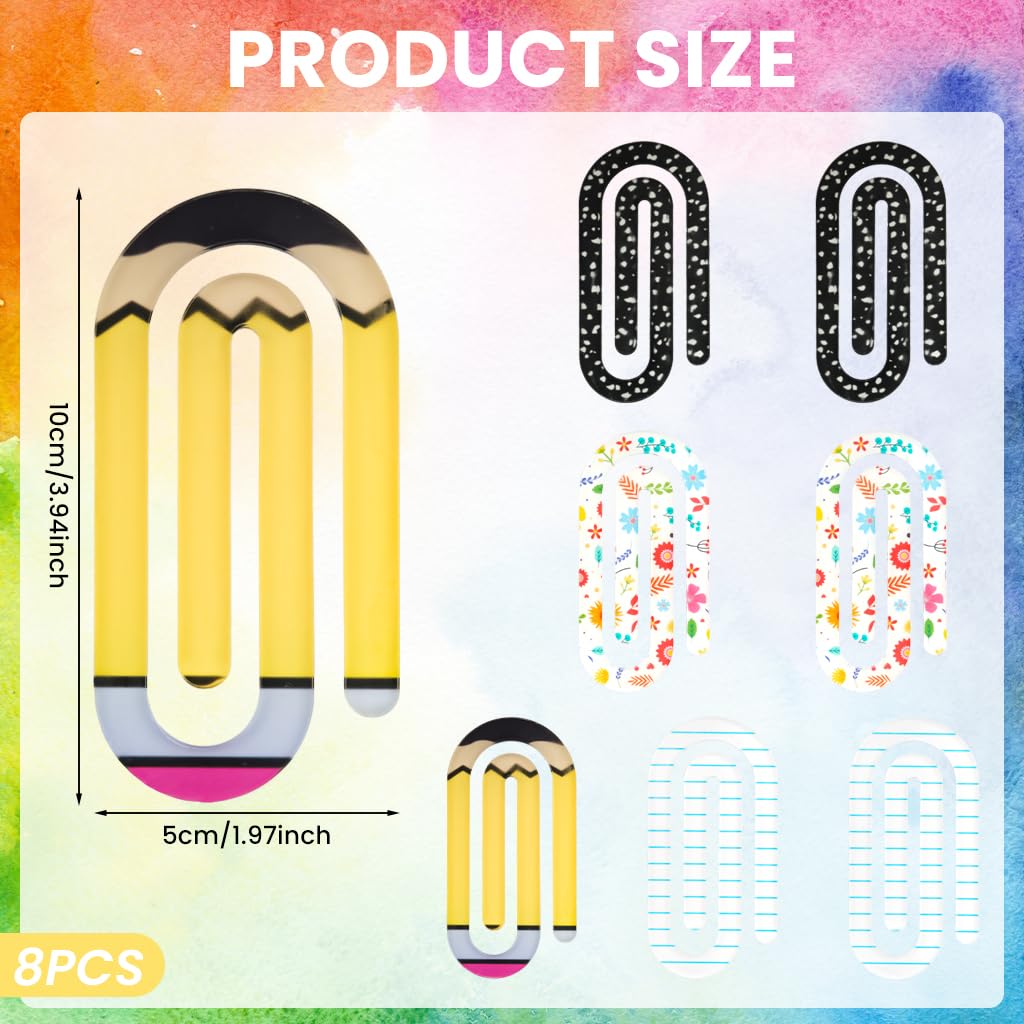 OFIFO Acrylic Paper Clips 8PCS 5x10cm Clear Jumbo Design for Office & School | DIY Crafts