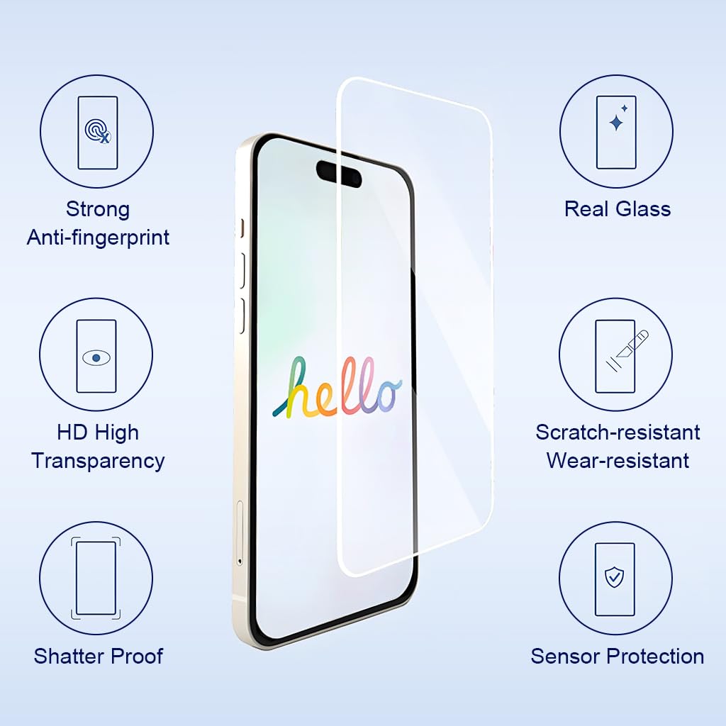 ZORBES iPhone 17 Screen Protector Set with 3+3 Tempered Glass and Snap-On Lens Covers | Bubble-Free Installation