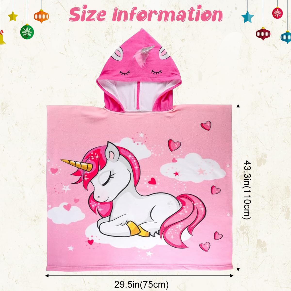 SNOWIE SOFT Bath Towel for Kids featuring Hooded Unicorn Cloak 75 x 150 cm with Bag | Pink