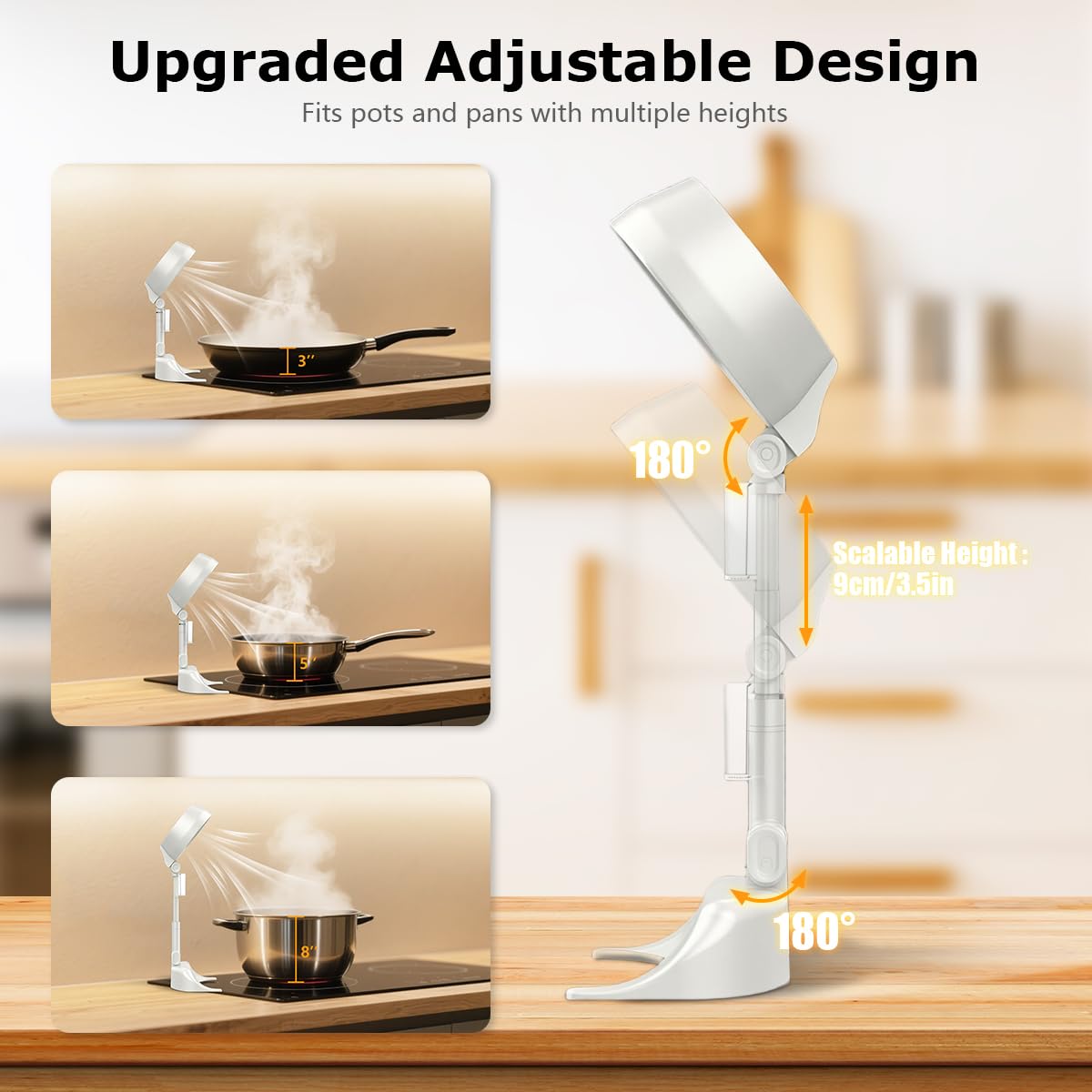 Supvox Desk Range Hood for Indoor Cooking with 3 Speeds and 4000mAh Rechargeable Battery