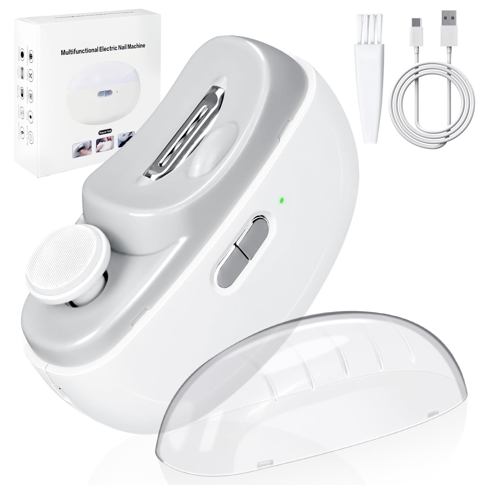 MAYCREATE Electric Nail Clipper with LED and 2 Speeds featuring USB Rechargeable 500mAh Battery