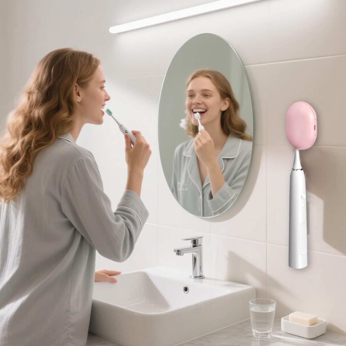 HANNEA UV Sanitizer Toothbrush Holder for Bathroom with USB Rechargeable Smart Automatic Disinfection | Wall Mounted Compact Organizer