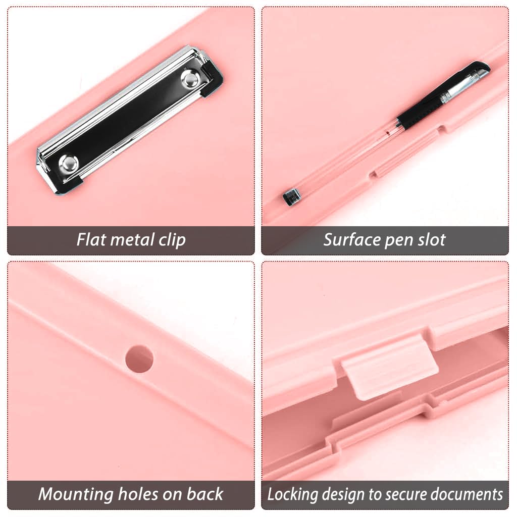 ZIBUYU A4 Clipboard with Storage for Documents featuring Snap Buckle Closure and PP Case | Pink