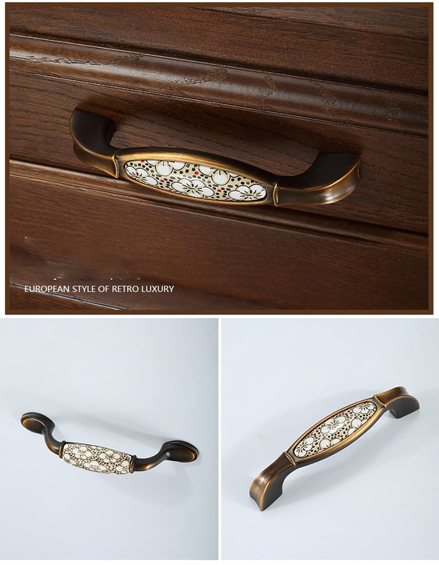 ELEPHANTBOAT Door Handle for Wardrobe and Cabinet featuring Screw Attachment | 2PCS 5.67 in Yellow Flower Ceramic Zinc Alloy