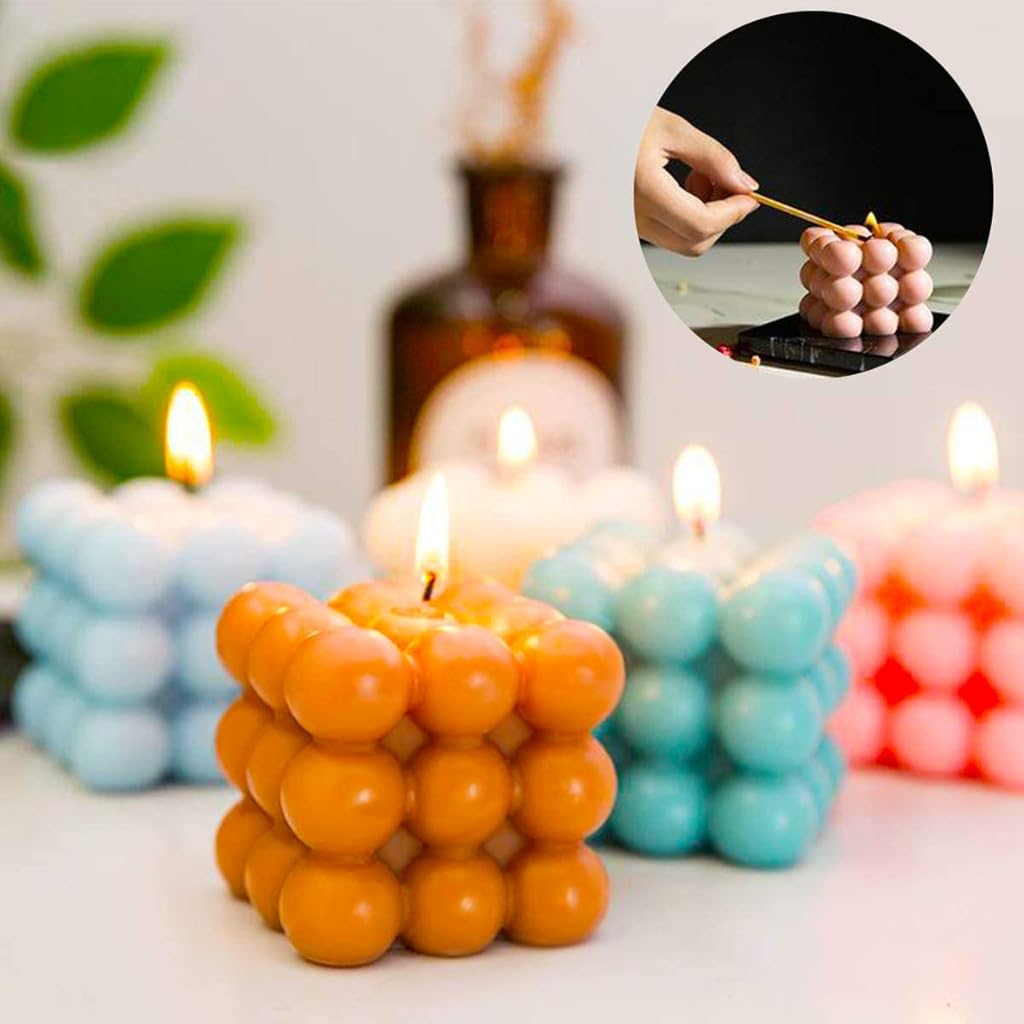 HASTHIP® Resin Moulds Kit for DIY Candles with 50Pcs Candle Wicks and 2 Pieces Wick Centering Devices, Candle Epoxy Resin Molds, Hand Casting Mould for DIY Candle Fondant Soap Chocolate Crafts