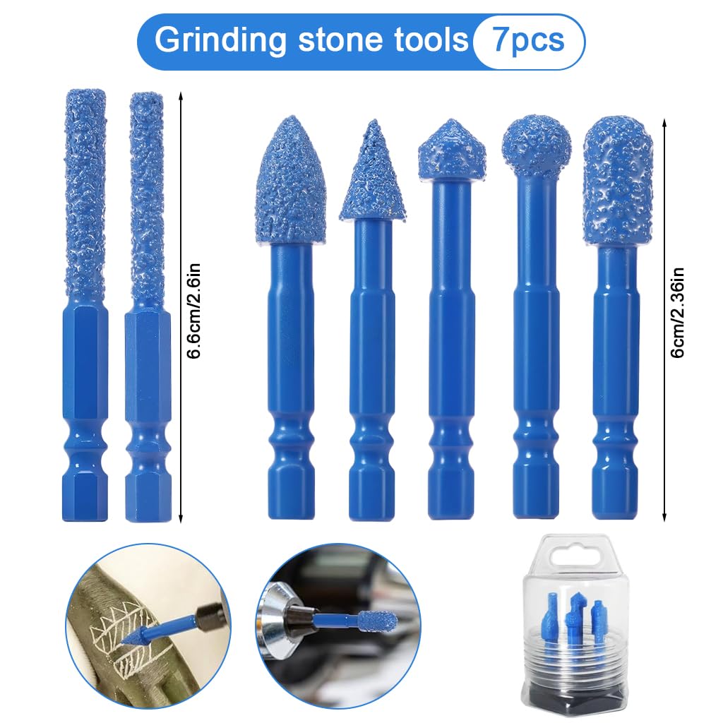 Serplex Rotary Rasp Drill Bits Set for Woodcraft with 7 Shapes and Diamond Coating | DIY Crafting
