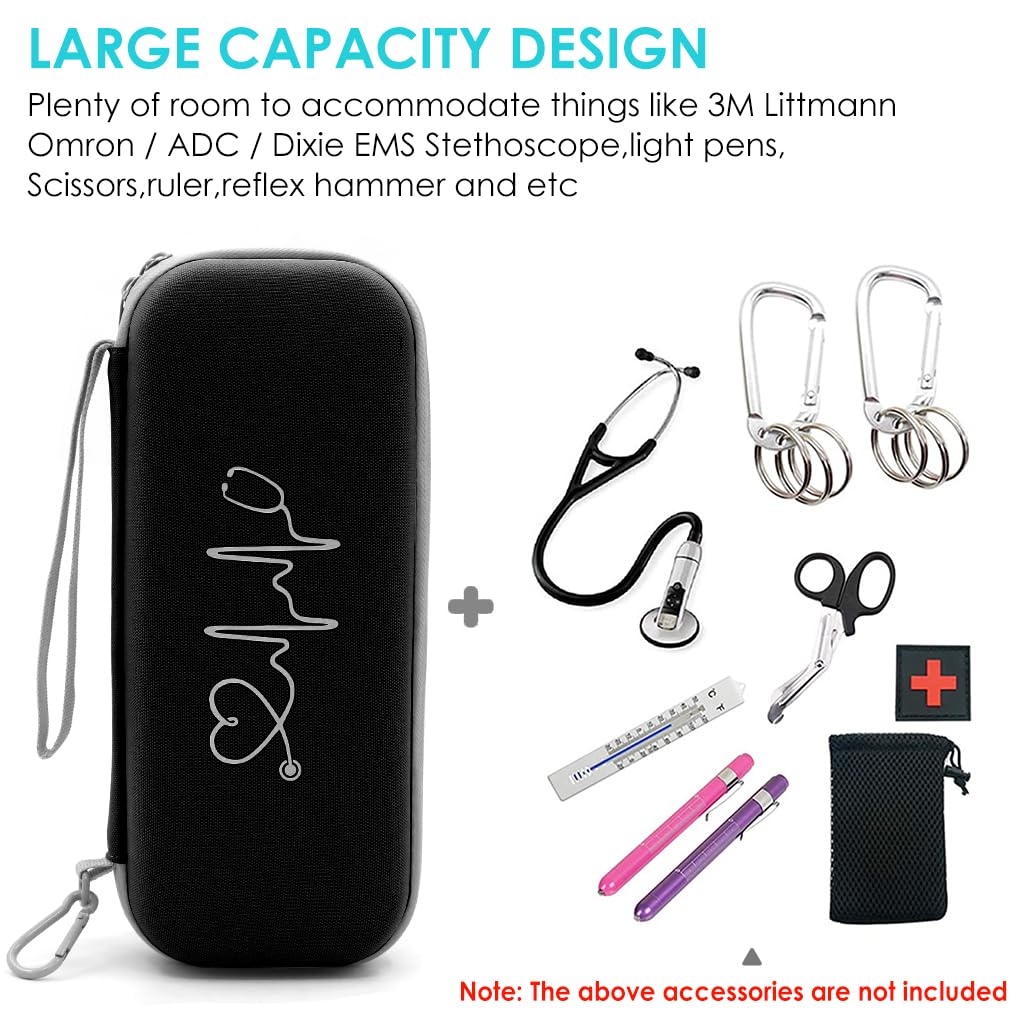 ZORBES Stethoscope Case 11.2×4.7×2.2 in with Shockproof EVA Storage | Black 3 PCS Set