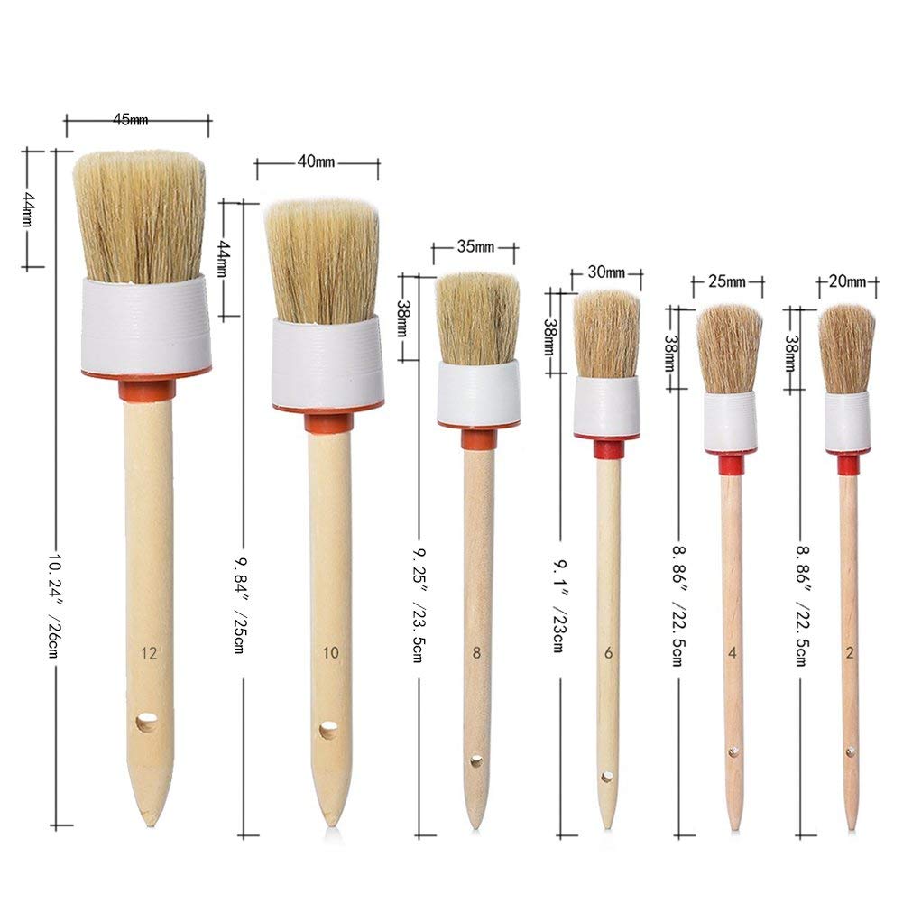 STHIRA Car Cleaning Brush Set for Wheels and Interior featuring Ergonomic Handle & 7pcs Natural Boar Hair Brushes