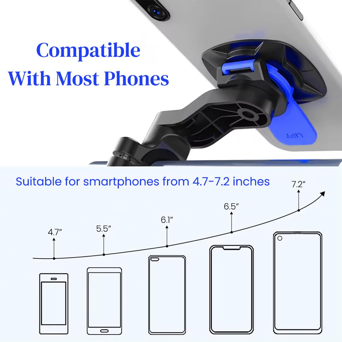 ZORBES Motorcycle Phone Holder for 22.2–28.6mm Handlebars featuring Quad Lock System | Fits 4.7–7.2in Phones