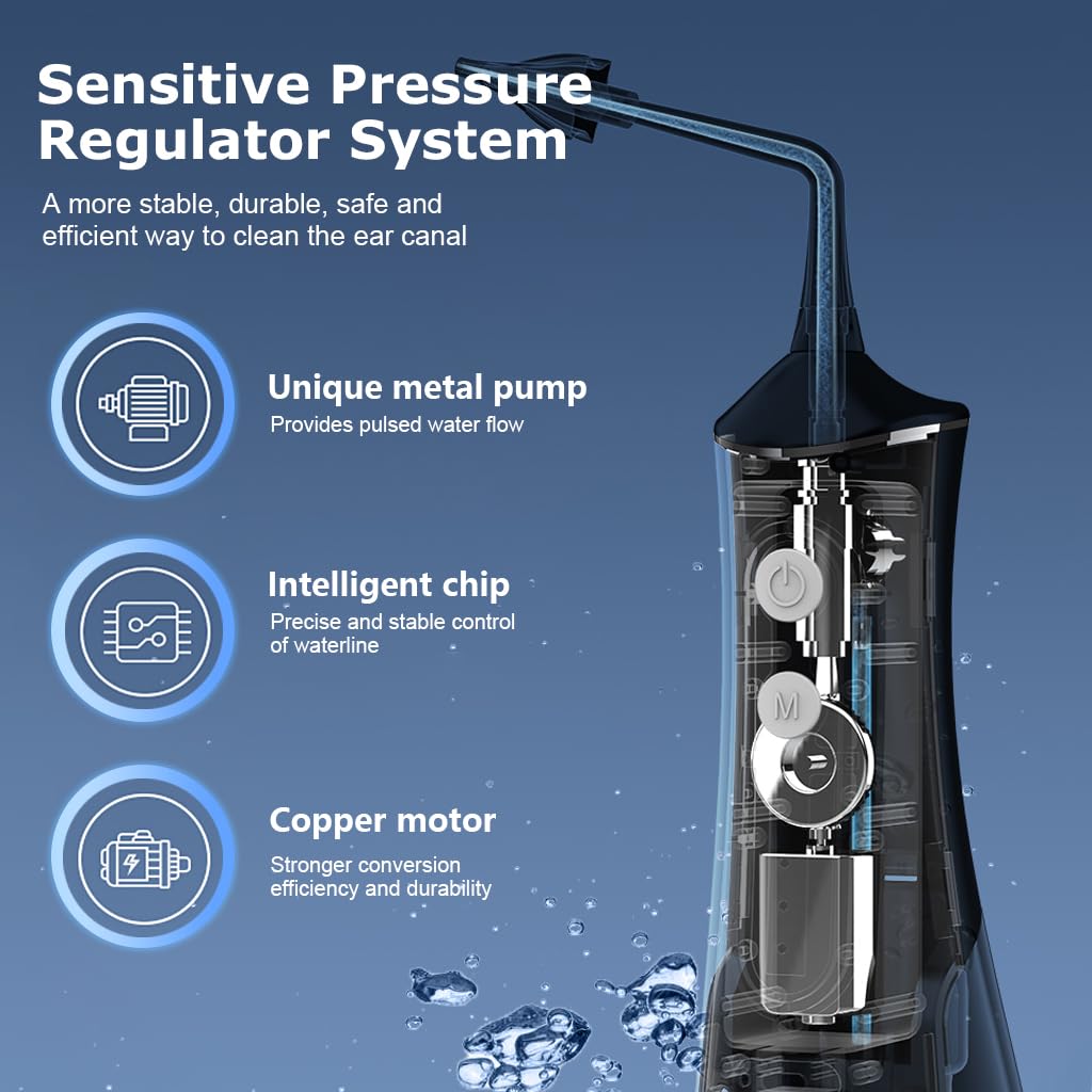 HANNEA Electric Ear Cleaner for Safe Wax Removal with 4 Modes and Triple Stream | USB Rechargeable IPX7 Model