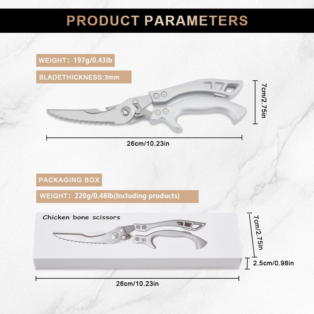 Supvox Kitchen Shears for Meat and Vegetables with Ergonomic Anti Slip Grip | Stainless Steel 3 in 1 Utility Scissors