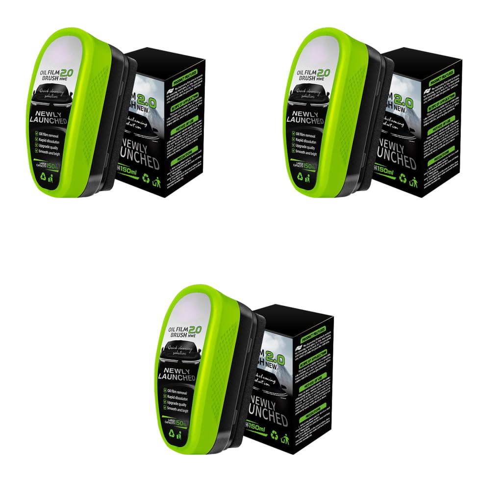 STHIRA Car Oil Film Cleaning Brush for Windshield with Integrated Cleaner | 3PCS Set