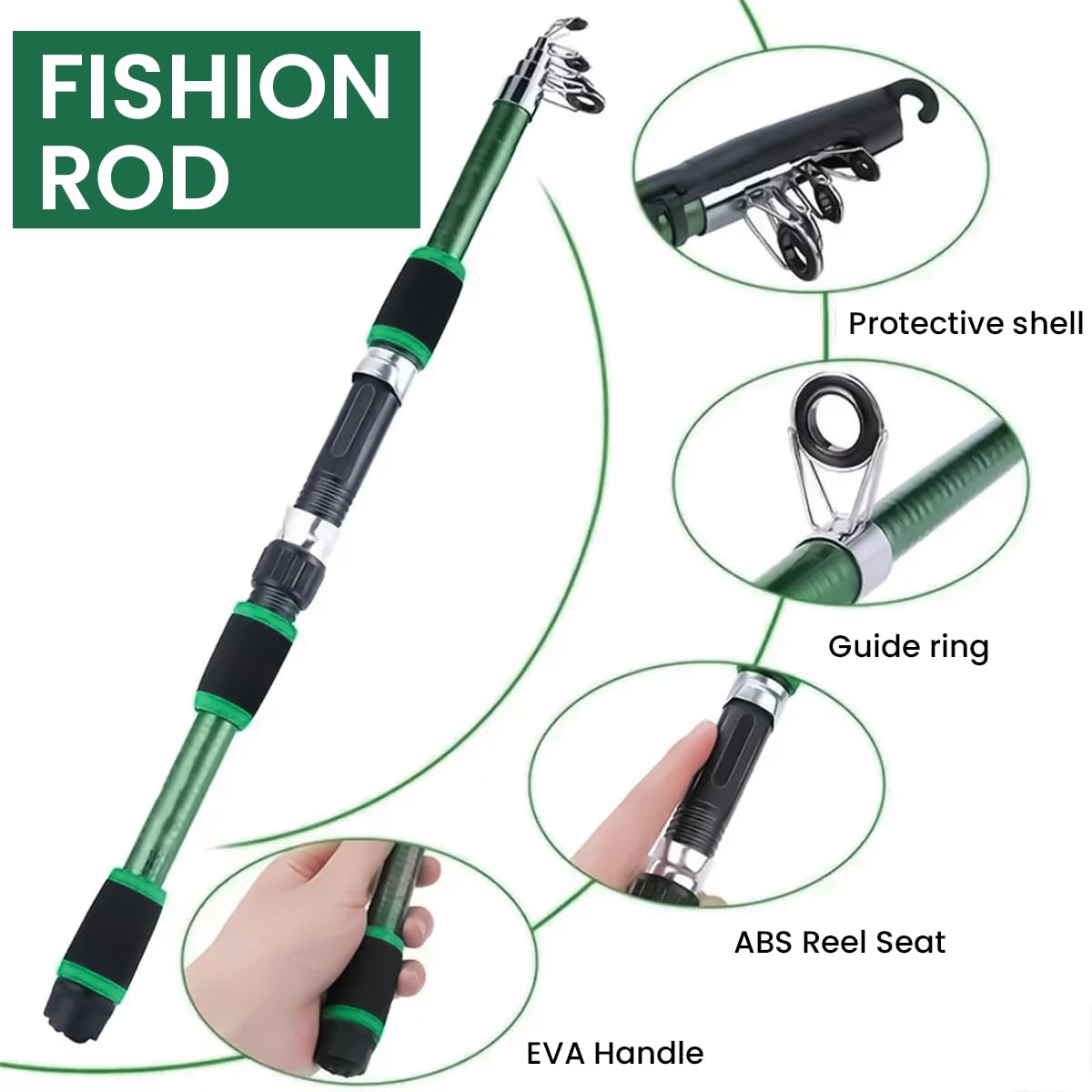 Proberos® 1.8M Telescopic Fishing Rod, Fishing Rod and Reel Combo, Spinning Fishing Rod Bait Kit with Lifelike Artificial Hooks Fishing Lures, Suitable for sea fishing