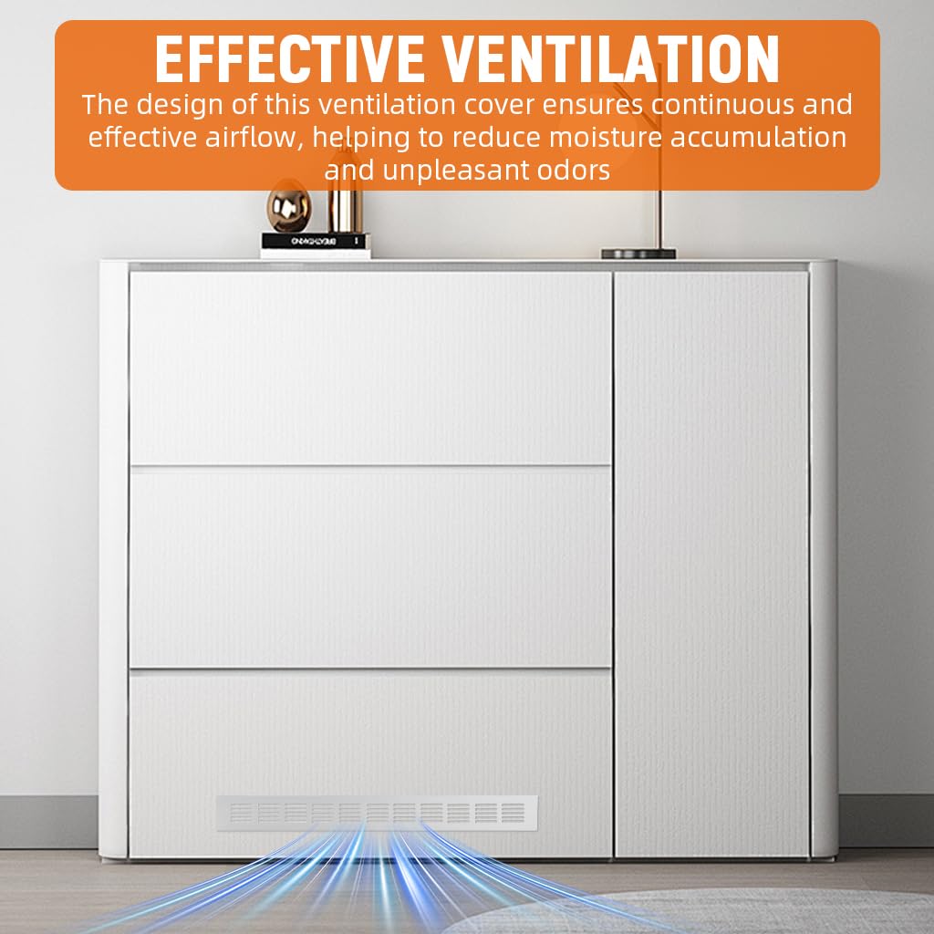 HASTHIP Ventilator Cover for Cabinets and Wardrobe Doors with Screw Mounting 17.7 x 1.9 in Aluminum | Silver Tone Finish