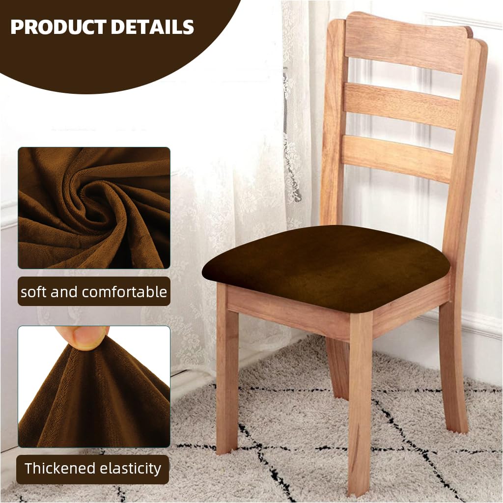 HASTHIP Dining Chair Covers for 14–18 in Seats with Elastic Edge in Retro Green Velvet | Pack of 6