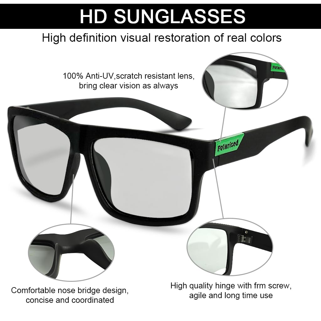 PROBEROS Sunglasses for Outdoor Activities with UV400 Polarized Photochromic Lenses | TR-90 Frame