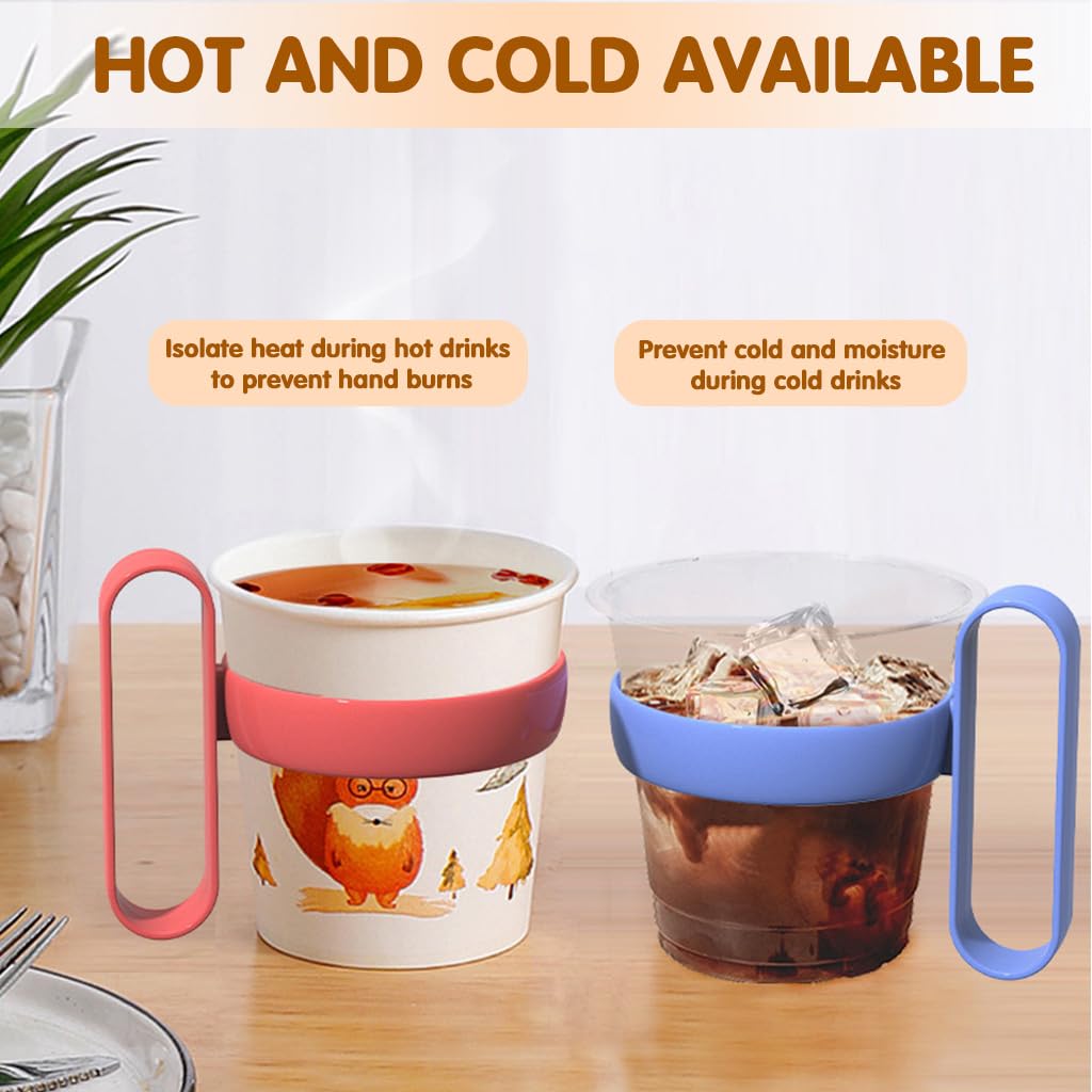 Silicone Cup Rings for Paper Cups featuring Loop Handles and 2.6 in Non Slip Grip | 10 Pcs