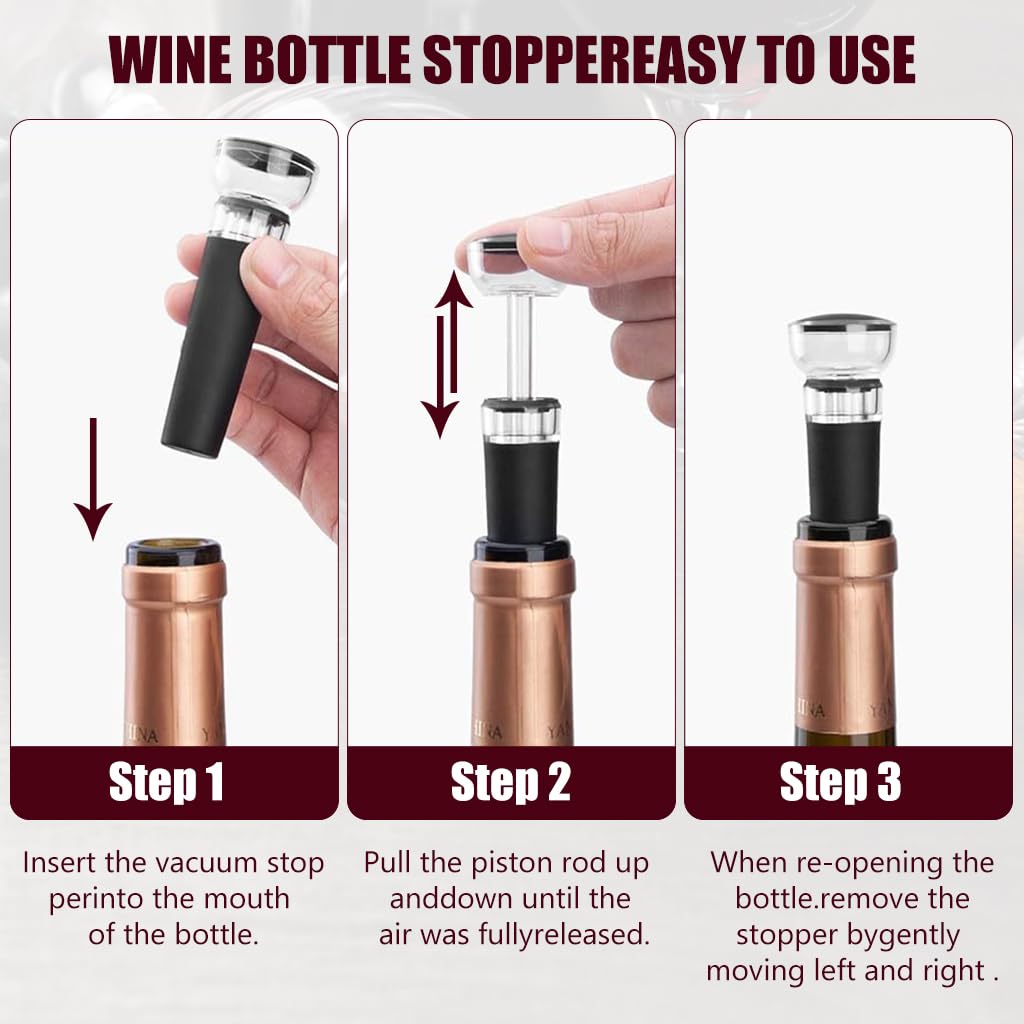 Supvox® 2Pcs Wine Stoppers Vacuum Wine Stoppers Manual Air Pump Vacuum Wine Bottle Stopper Airtight Silicone Wine Stoppers Reusable Wine Preserver Universal Airtight Seal Cork Alternatives