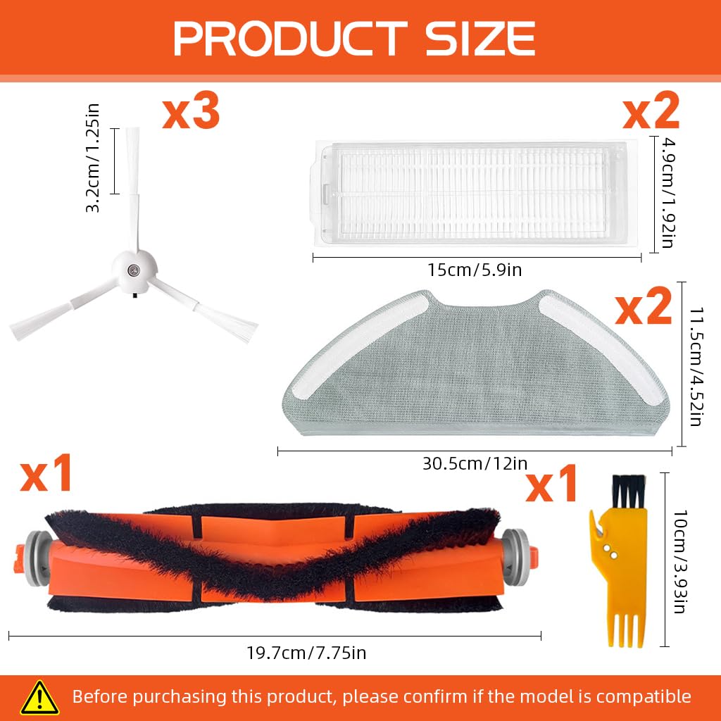 HASTHIP Replacement Parts for Mi Robot Vacuum Mop 2i & 2 Pro with 9pcs Kit | Easy Install
