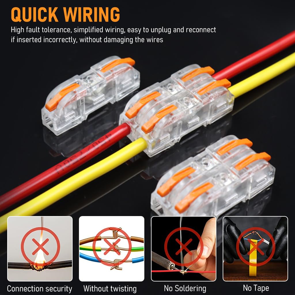 Serplex Wire Connector for DIY Cable Splicing featuring Lever Terminal | 102PCS 28‑12 AWG
