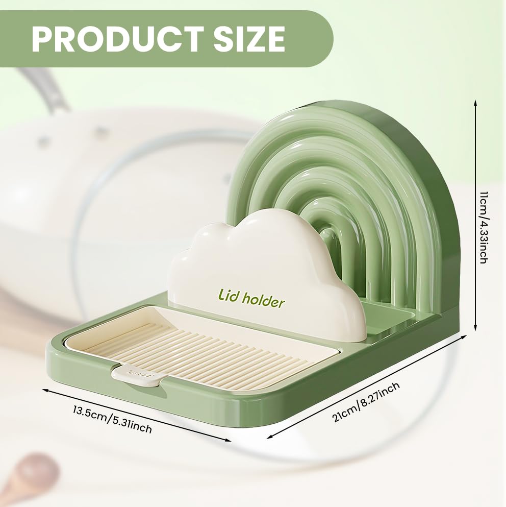 HASTHIP Spoon Rest Pot Lid Holder for Kitchen with Detachable Grooved Drain Tray 21x13.5x11cm