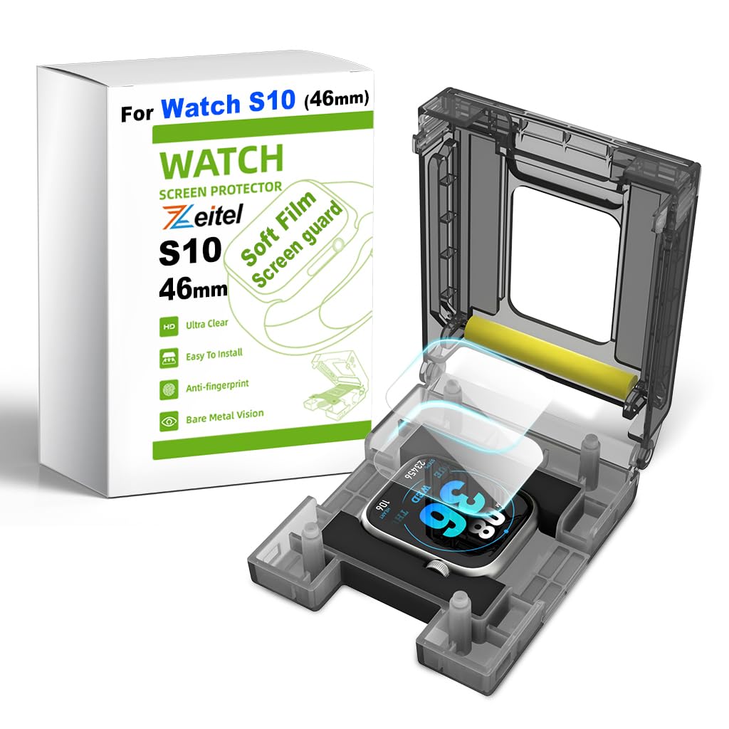 ZEITEL Screen Protector for Apple Watch S10 46mm with Auto Alignment Tool Kit | HD Soft Silicone Film