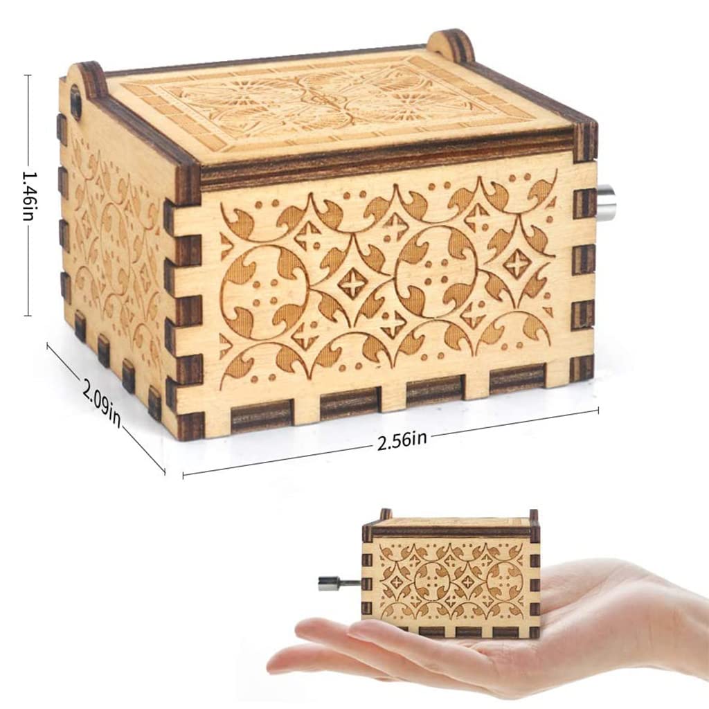 PATPAT Music Box for Wife with Hand Crank Wooden Design and Vintage Carved Details | Romantic Gift
