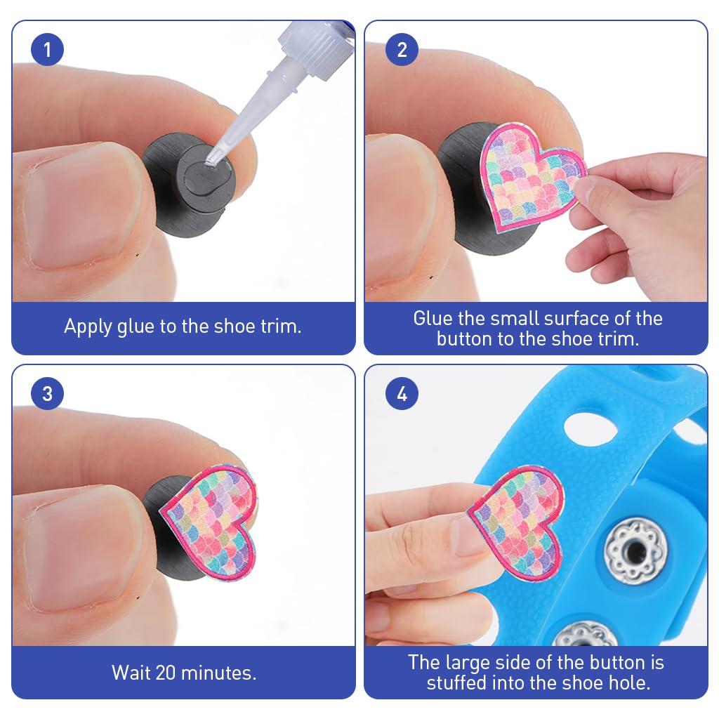 HASTHIP Clog Charm Backings for DIY Shoe Charms with 12mm Base and 8mm Stopper | 100Pcs Black and White Plastic Buttons