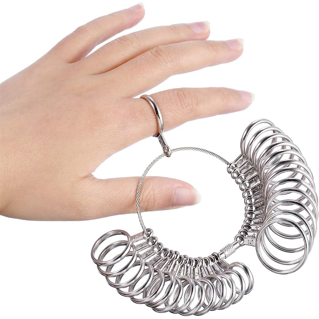 Venzina Ring Sizer Measuring Tool Set for Jewelry Making with 3Pcs Gauges and Mandrel