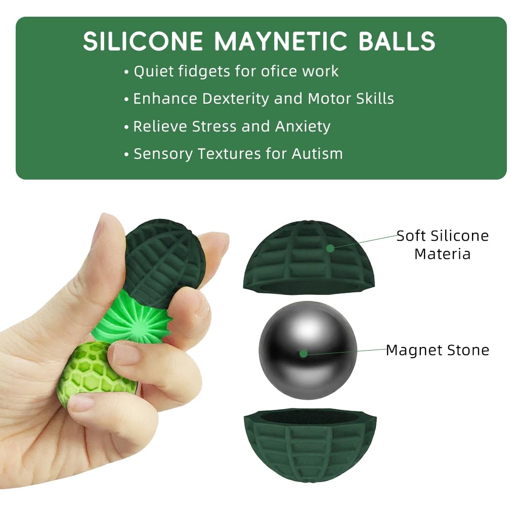 PATPAT Magnetic Balls Stress Relief Toys for Adults with 0.94 in Size and Textured Silicone | Includes Storage Case for Mindful Relaxation