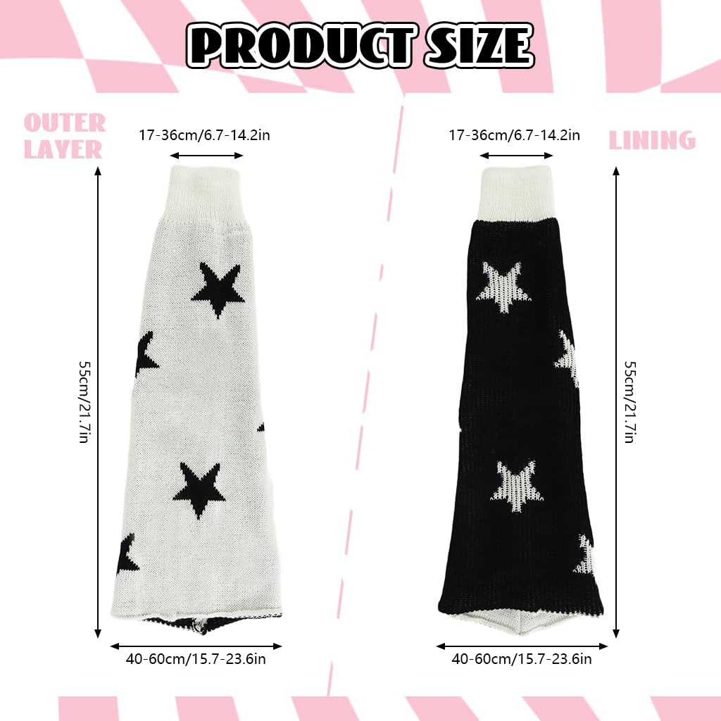 SANNIDHI Leg Warmers for Women featuring Elastic Anti Slip Fit and 20.4 in Length | Y2K Star Print Knit Socks for Winter