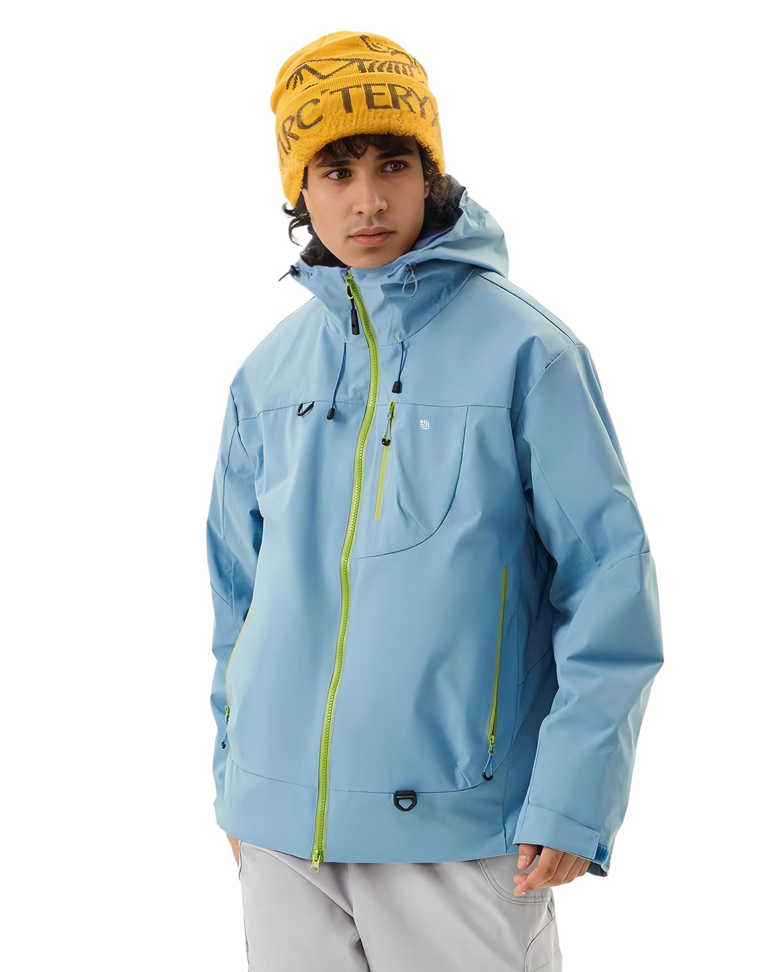 Venzina Men's Waterproof Rain Jacket for Urban Commuting with Breathable Color Block Design