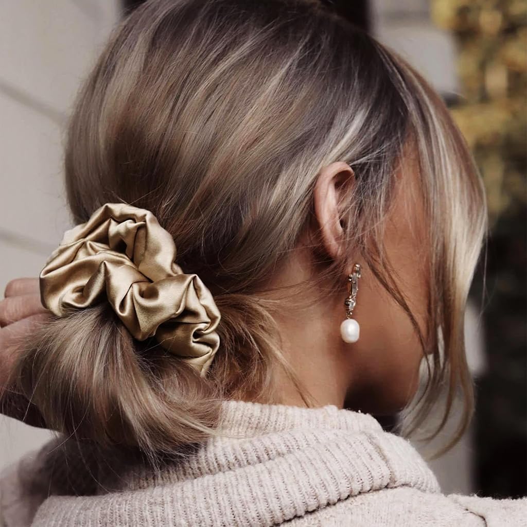 ZIBUYU Scrunchies Set for Women featuring 6pcs Satin Hair Bands with Strong Elastic Hold | 11 cm Outer Diameter