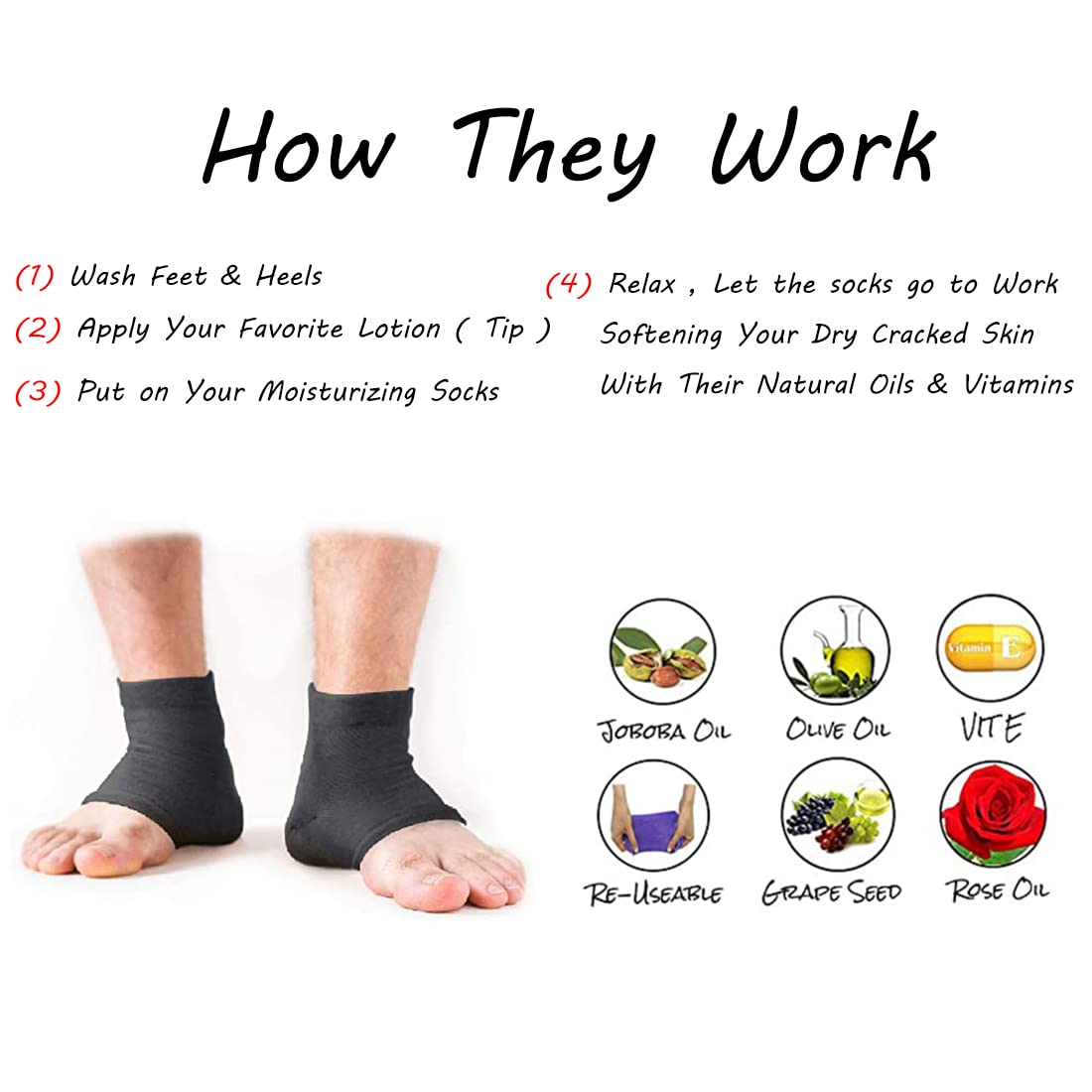 Zibuyu Foot Support for Pain Relief featuring Soft Gel Heel Socks with Breathable Mesh | 2 Pairs