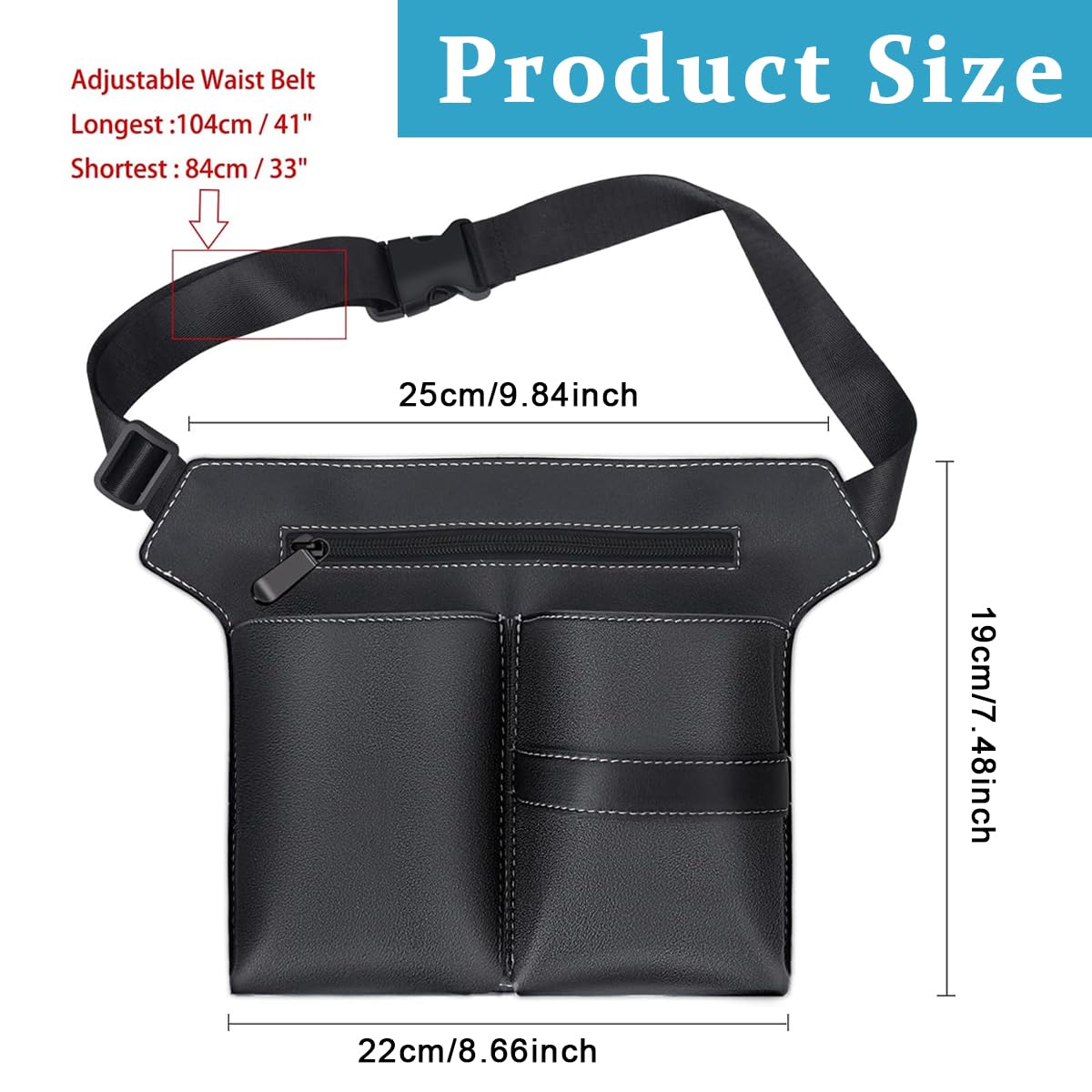 MAYCREATE Hairdresser Scissor Bag with 5 Scissor Sleeves and Zipper Pocket | PU Leather Salon Waist Pouch