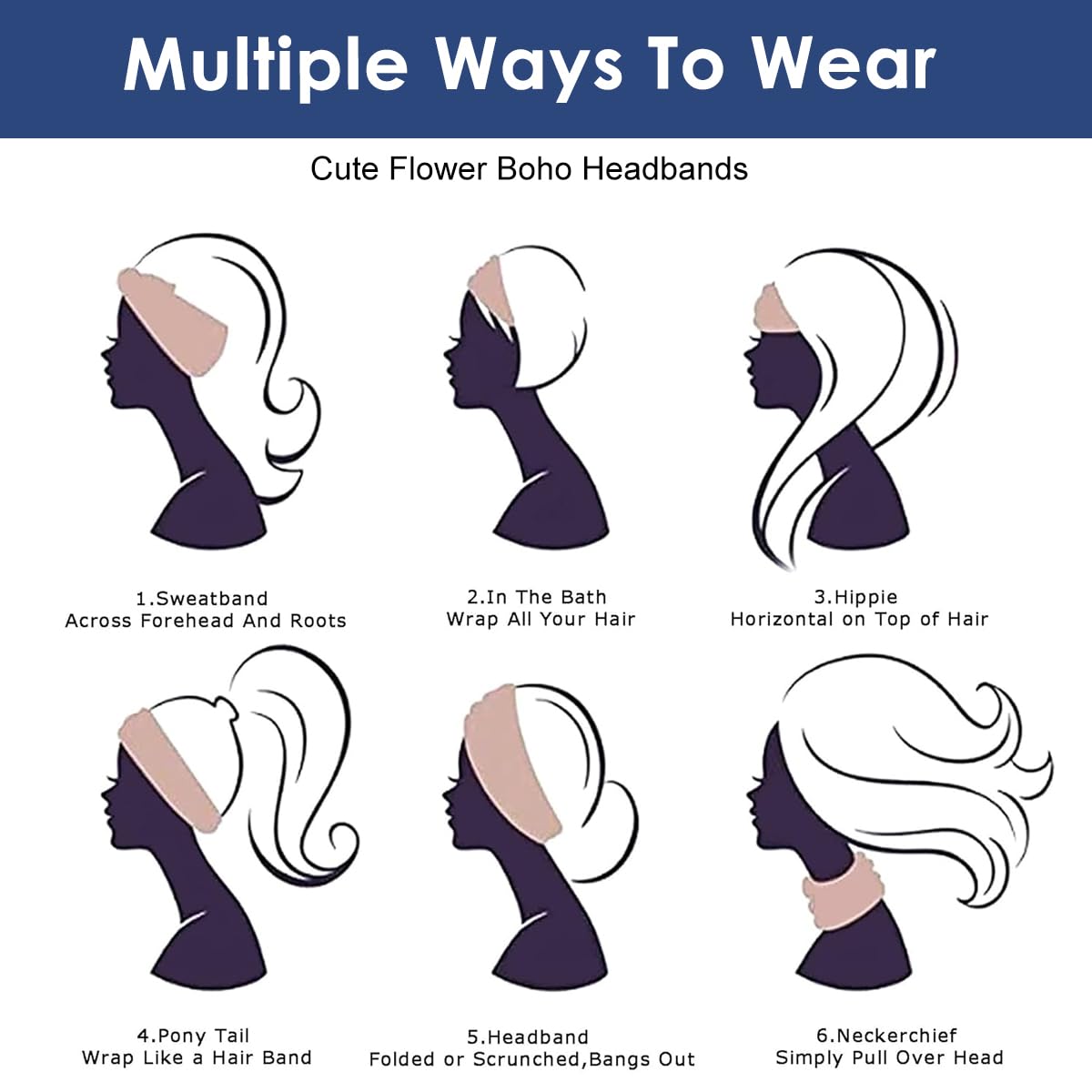 MAYCREATE Sport Headbands for Women featuring Moisture Wicking Stretch Fabric | 4PCS Boho Quick Dry Hairbands for Yoga and Running