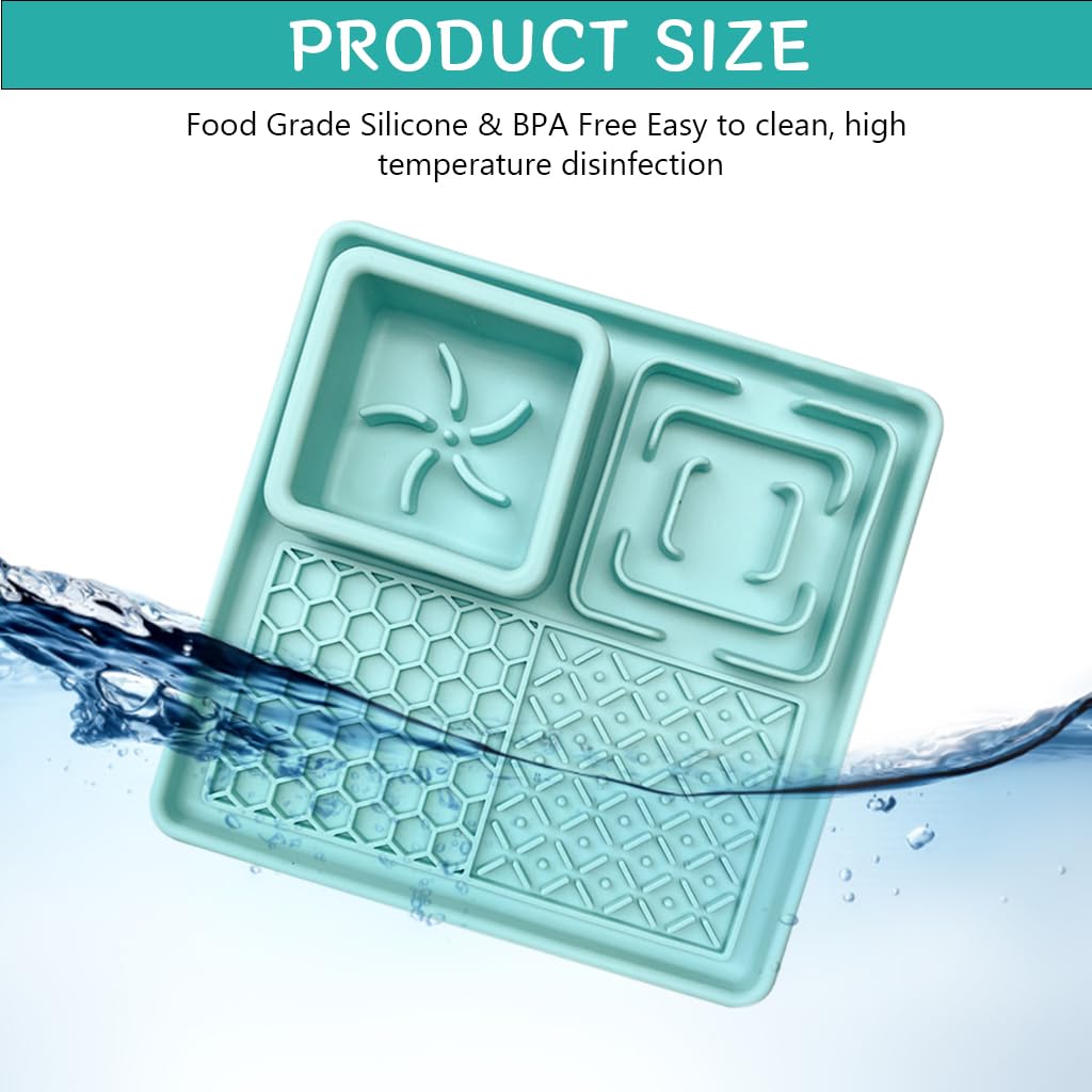 Qpets Lick Pad for Dogs and Cats with Anti Slip Suction Cups and 7.8 in Food Grade Silicone | 4 Textured Patterns for Feeding Bathing and Grooming