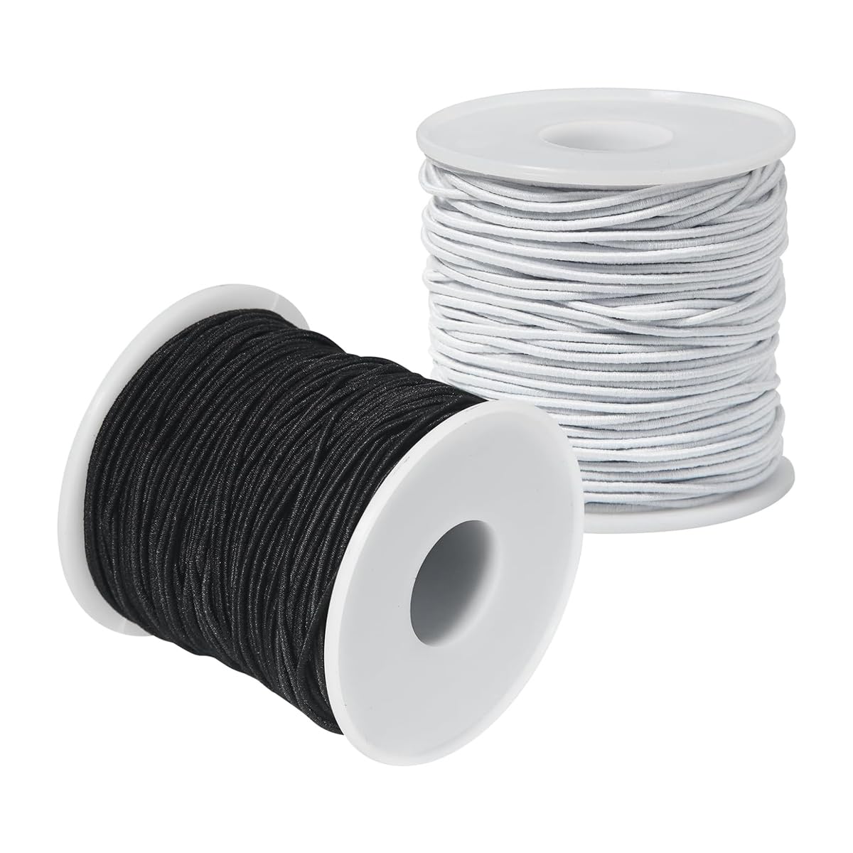 HASTHIP 40m/131ft Elastic String for Bracelets Making Black & White Breading String Cord 1mm Thickness Stretchy Elastic Cord for DIY Crafting, Jewelry Making, Necklaces, Beading, 2 Roll